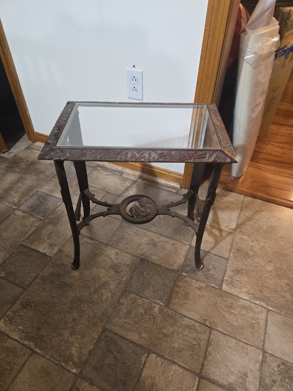 Antique Heavy Ornate W.H. Howell Bronzed Cast Iron Elegant Drink Table 