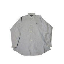 Polo Ralph Lauren Mens Gingham Button Down Shirt Long Sleeve Classic Fit Blue L
