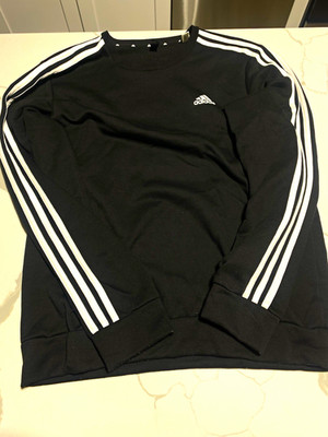adidas Men s Cotton Fleece Crewneck Pullover Sweatshirt 3-Stripes Black M