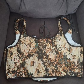 Scarlet Darkness Renaissance Corset Cottagecore Boned Tapestry Vest Womens 16