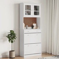 Hohes Highboard Alta Weiß 77X35X188 Cm Aus Kiefer Massivholz