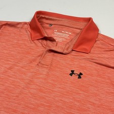 Under Armour Polo Shirt Mens XL Orange Heather HeatGear Golf Performance