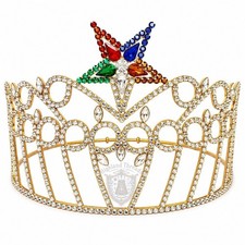 Associate Order Of Eastern Star Matron Crown Golden OES Rhinestone Tiara Case