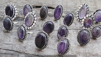 Amethyst Gemstone Ring 50pcs Wholesale Lots 925 Silver Plated Jewelry