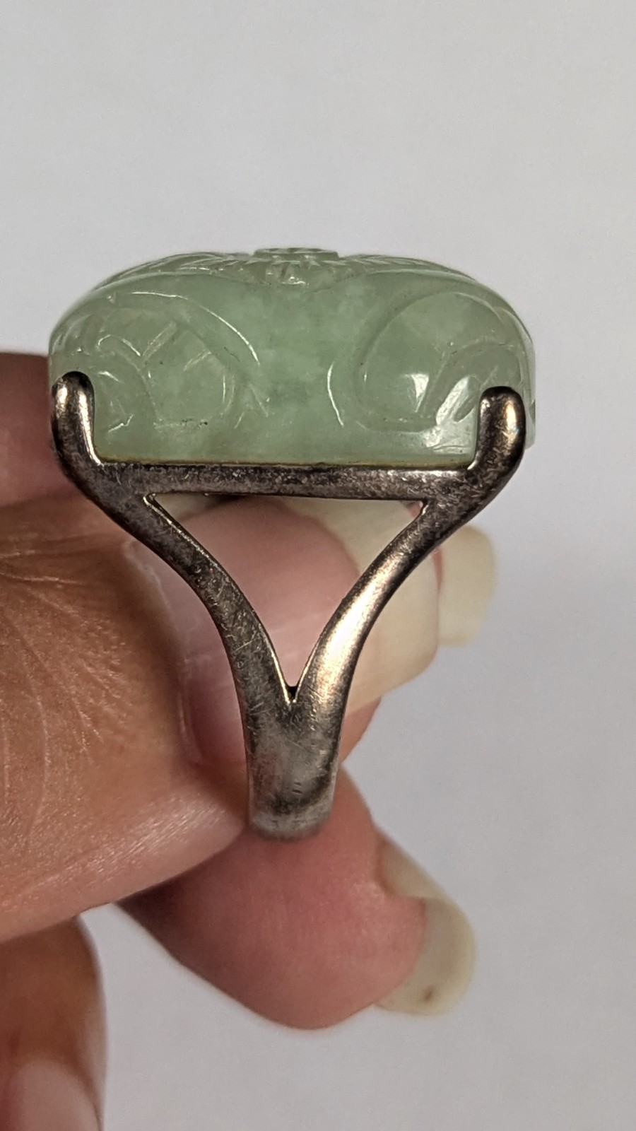 Natural Jade Ring With Silver - image 3