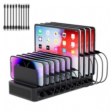60W Charging Station for Multiple Devices, 10-Port USB Fast Charger