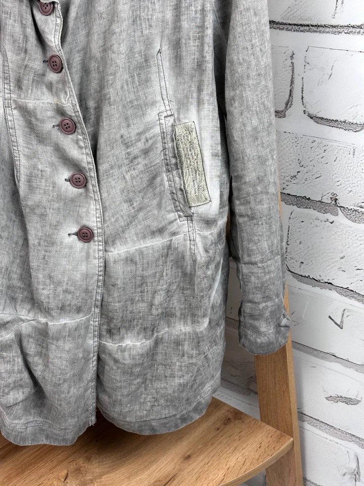 Rundholz Linen Jacket Cardigan Assymetric AvantGarde Gray Size L (US TAX PAID) - Image 4 of 4