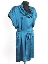Stella McCartney Blue Silk Belted Cowl Neck Dress, Size 44