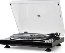 Hi-Fi Belt-Drive Turntable with Premium Cartridge Pitch Control Auto-Return