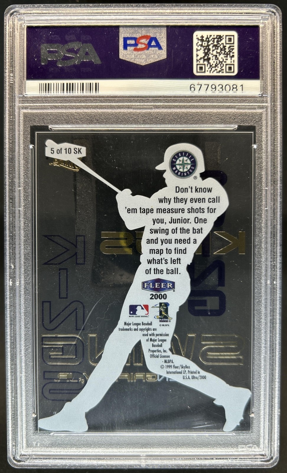 2000 Fleer Ultra Ken Griffey Jr. Swing Kings #5 SK Mariners PSA 10 GEM MINT view 2