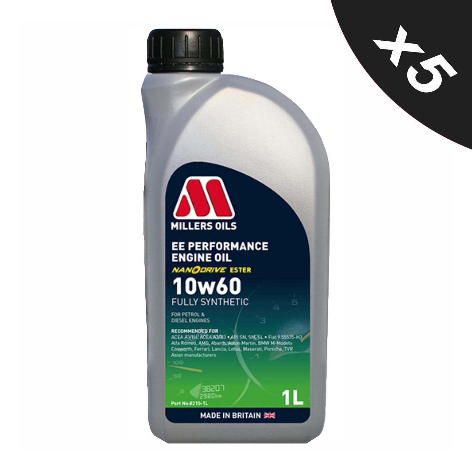 Millers Oils EE Performance 10W60 Fully Synthetic Engine Oil ACEA A3/B4 5x1L