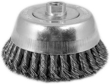 13990 6InX5/8-11NC Single Row Knotted Cup Brush with 0.02-Gauge Stainless Steel