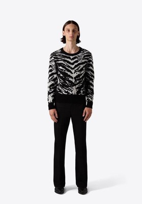 NEW BLK DNM Sweater 03 Zebra Intarsia Jacquard Wool Knit Pullover XL NWT $360