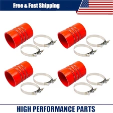 4PCS 7715-0002 Silicone Red Hump Hose Charge Air Cooler W/Clamps 4" X 6" 4 inch
