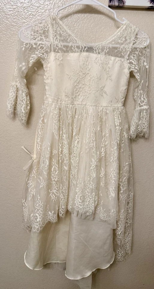 Trish Scully All Lace Girls SZ 6 Needs Zipper Replaced Flower Girl Dress - Image 2 of 4
