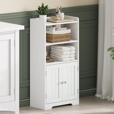ChooChoo Small Bathroom Storage Cabinet with 2 15.75W 7.87D 30.71H, White