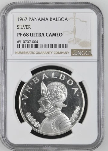 1967 PANAMA Silver BALBOA NGC PF-68 ULTRA CAMEO - 004