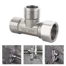 Stainless Steel T Adapter G1/2" Three-Way Diverter Valve for Shower Bidet