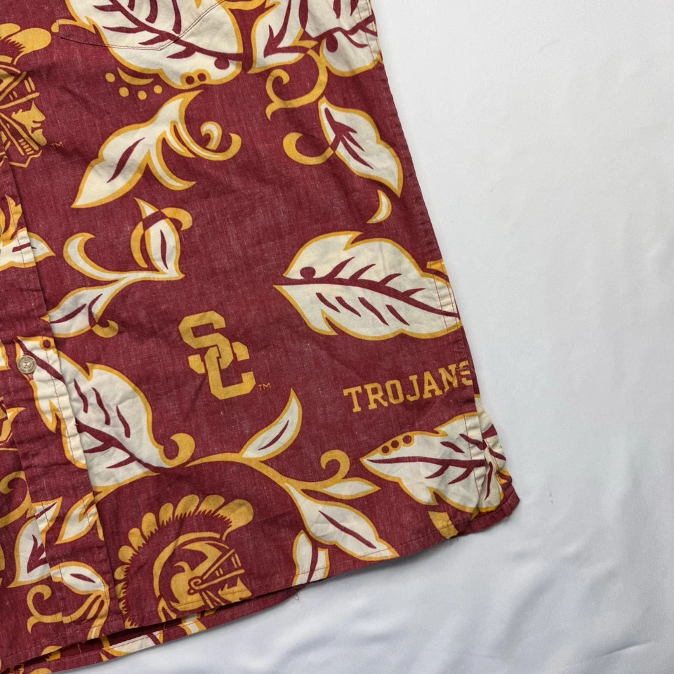 Camisa Troyanos Reyn Spooner X USC Hombres Pequeña Granate Dorado Estampado Reverso Fútbol EE. UU. Foto 2 de 4