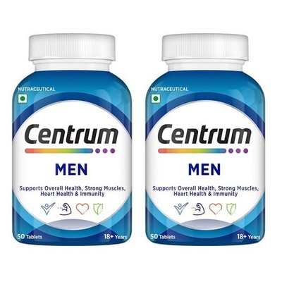 2 X Centrum Men 50 Tab Multivitamin with 23 Vital Nutrients for Overall Health