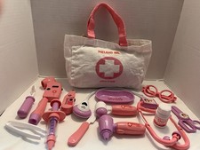 Meland Toy Doctor Kit Girls Pink Pretend Play 17 pc Set Missing Costume Used