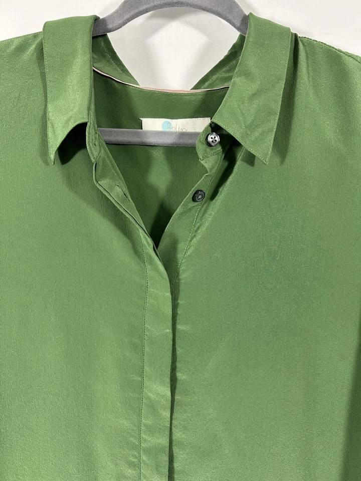 Camisa Boden feminina 100% seda com botões tamanho 16 minimalista clássica cápsula escritório - Imagem 2 de 4