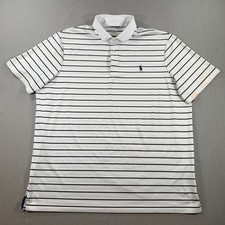 Polo Ralph Lauren Performance Polo Shirt Mens XL White Striped Flaws Golf Rugby