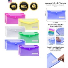 Small Plastic Envelopes, 12 Pack Plastic Pouch with Label Pocket, Pencil Pouc...