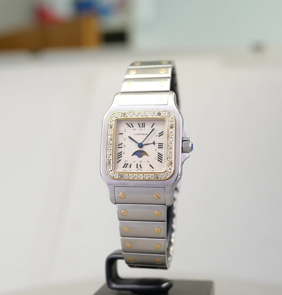 Cartier Santos Galbée Mondphase Full Set Diamantlünette Erstkaufrechnung - Bild 3 von 4