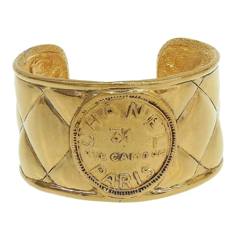 Bracciale CHANEL trapuntato logo GP GP oro donna vintage circa 170mm