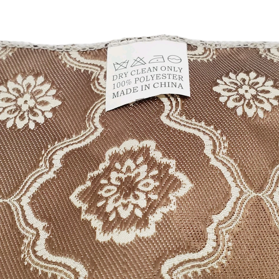 Tela jacquard cuadrada de bolsillo reversible beige y marrón con patrón geométrico para hombre Foto 3 de 4