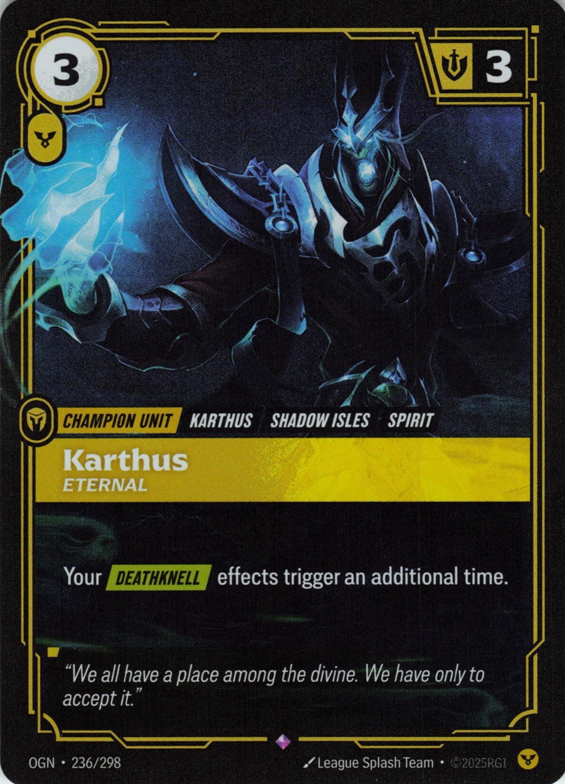 Karthus Eternal 236/298 Rare Origins Riftbound Foil Near Mint