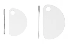 2 Sizes Half-Moon Acrylic Makeup Palettes + Stainless Stick, Transparent