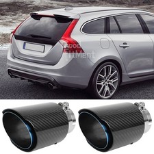 For Volvo V60 V90 T6 T8 2Pcs 2.5" Inlet 3.5" Out Carbon Exhaust Trim Pipe Tips