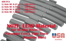 400 LEAD ASSORTMENT CLIP-ON WHEEL WEIGHT BALANCE MC STYLE 0.25 0.50 0.75 1.00 oz