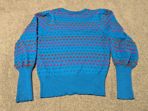 Lilly Pulitzer Sweatshirt Womens Large Robena Sweater 3D Pink Pom Poms Striped - Picture 4 of 8
