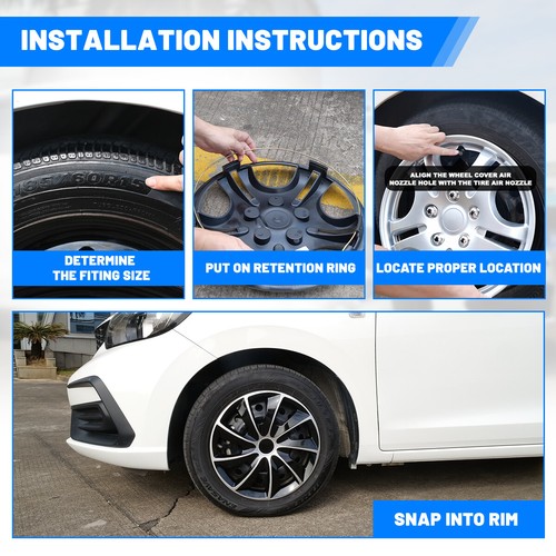 13" 14" 15" 16" 17" Set of 4  Wheel Covers Snap On Full Hub Caps Tire+Steel Rim  - Picture 106 of 126
