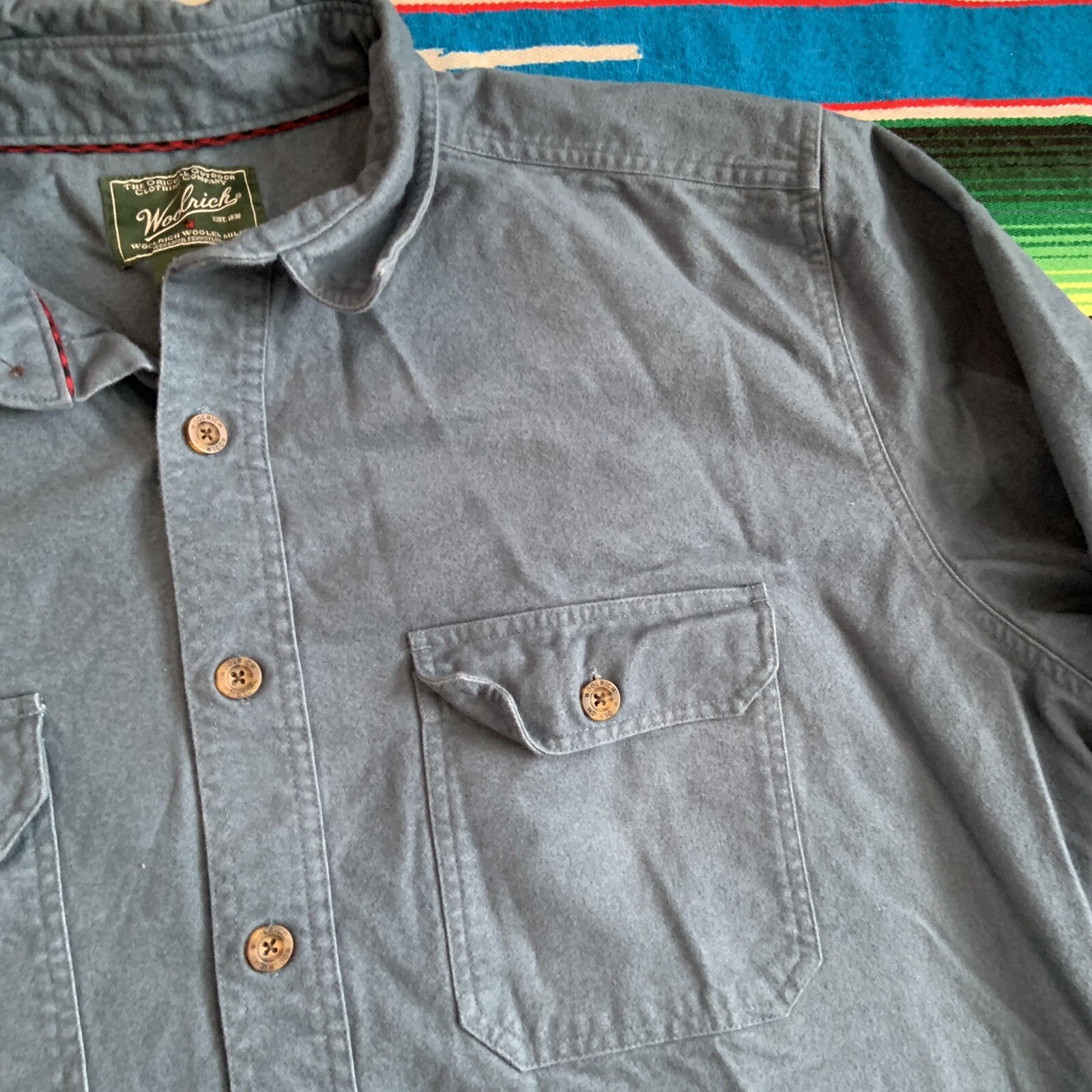 Worich Mens Heavy Chamois Butron Up Shirt Size XL Blue Long Sleeve | eBay