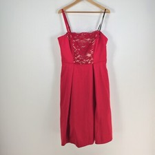 City Chic womens dress plus size XS red floral lace one shoulder midi 055683