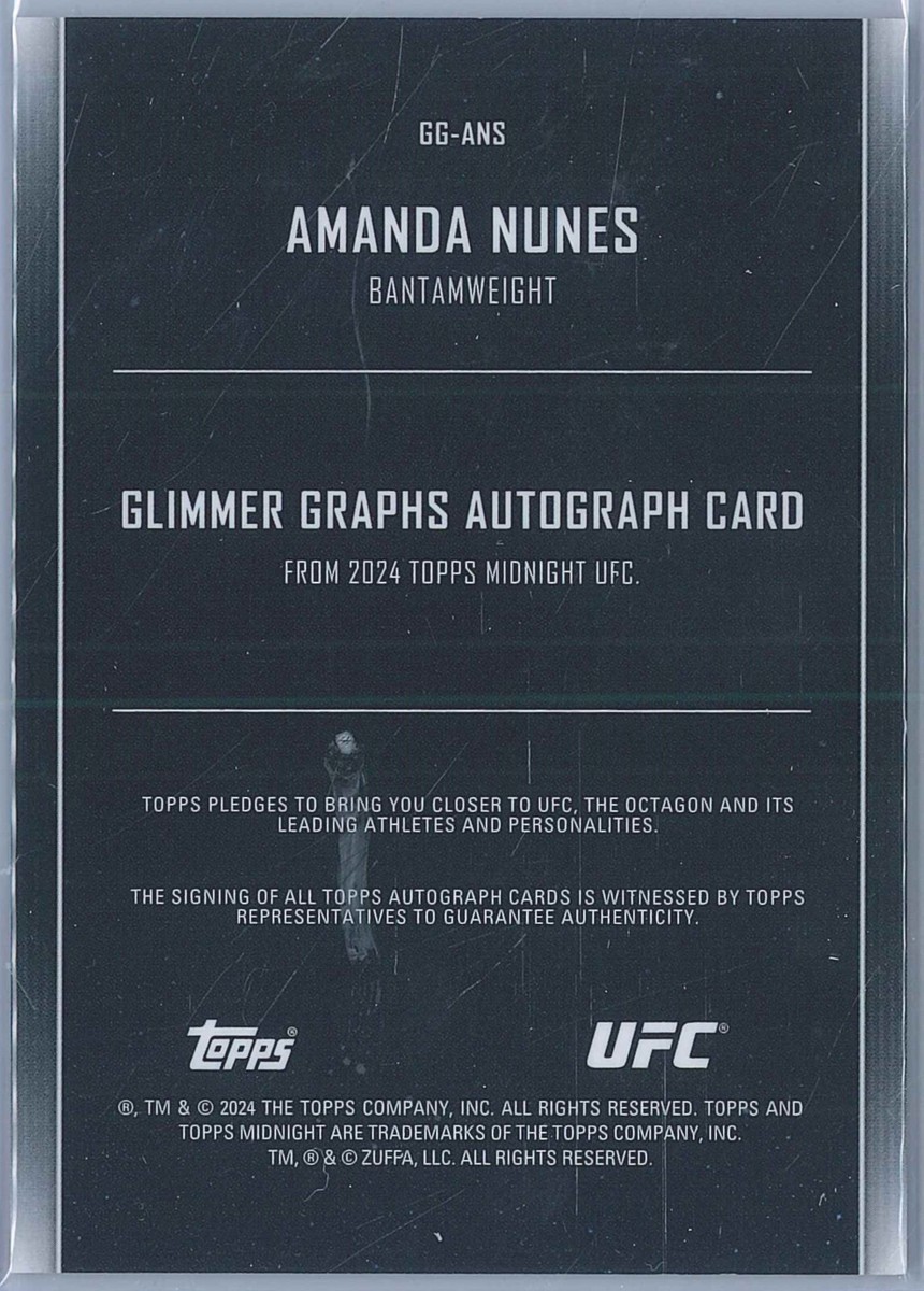 2024 Topps Midnight UFC Amanda Nunes Glimmer Graphs Autograph