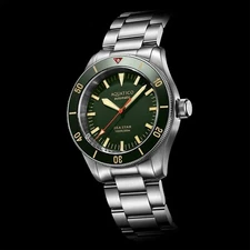 ✅ AQUATICO SEA STAR V2 300M GREEN DIAL SWISS SW200 DIVER WATCH USA 🇺🇸 DEALER