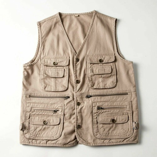 Mens Utility Vest Jacket Waistcoat Hunting Fishing Gilet Top Multi-Pocket - Picture 2 of 16