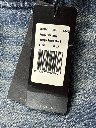 Jeans skinny uomo G-Star Raw Revend FWD taglia 32X34 blu nuovo con etichetta - Foto 8 di 9