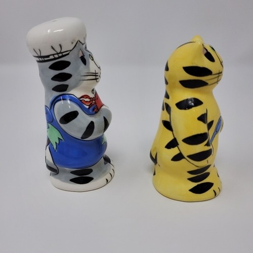 NOVELTY SALT & PEPPER SHAKERS COOKING CATS CHEF & SOUS CHEF - Picture 6 of 8