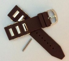 24mm Brown Rubber Diver Band strap fits INVICTA Russian Gold bullet  Pins.11750