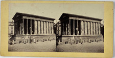 Stereo, France, Nîmes, square house vintage stereo card albumen print  