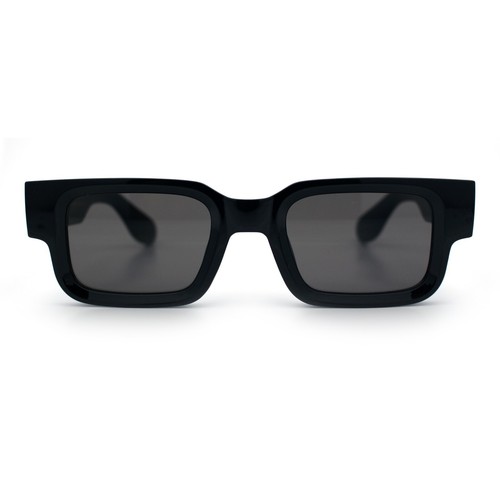 Narrow Rectangle Horn Rim Gentlmanly Thick Beveled Plastic Sunglasses - Picture 13 of 39