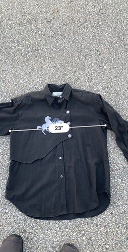 Longhorn Mens Western Shirt Large Embroidered Horses Silver Buttons Rodeo Flap - Picture 9 of 10
