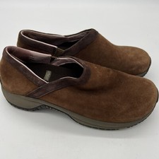 MERRELL Encore Adams Dark Earth Brown Suede Leather Slip On Clogs Women s 7.5