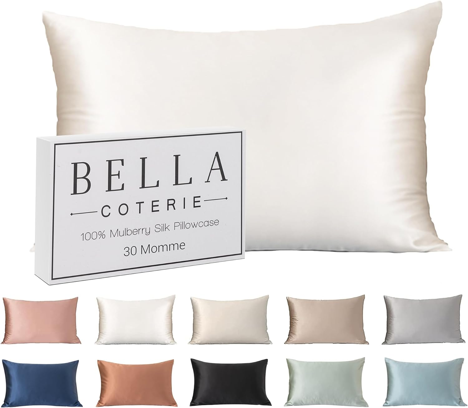 Luxury Silk Pillowcase | 30 Momme | 100% Pure Mulberry Silk | King Size, White-image